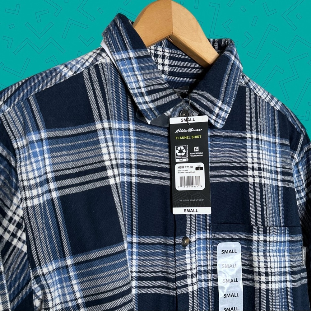 NWT Eddie Bauer Blue Plaid Flannel Shirt